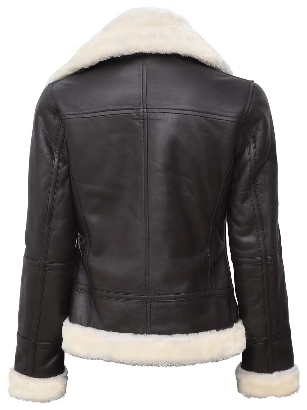 Frances Women's Dark Brown Shearling Leather Bomber Jacket