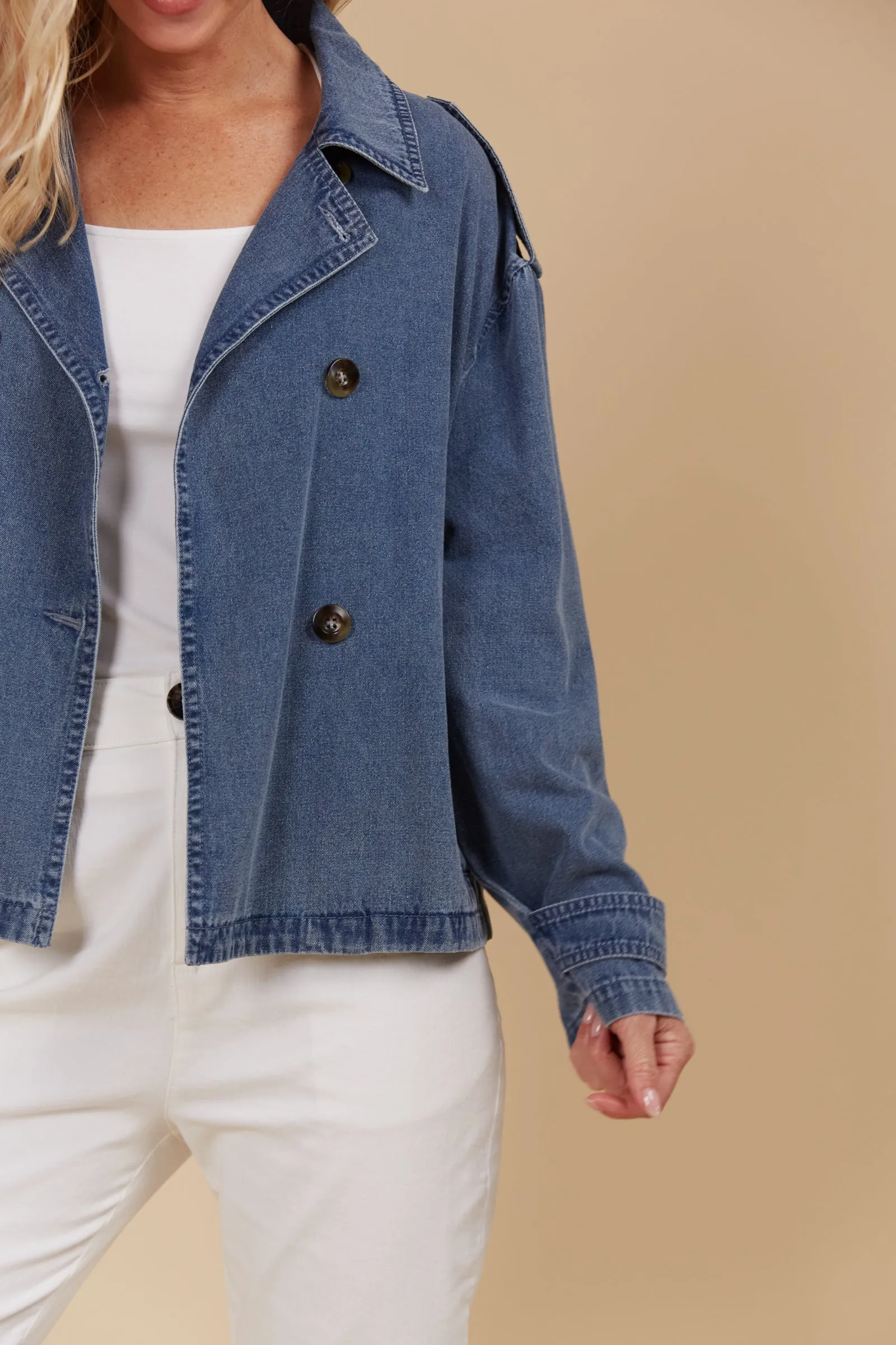 Freya Crop Trench Denim Isle Of Mine