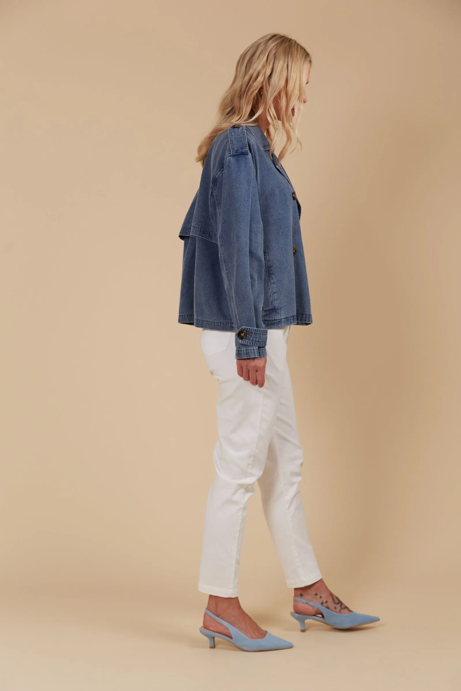 Freya Crop Trench Denim Isle Of Mine