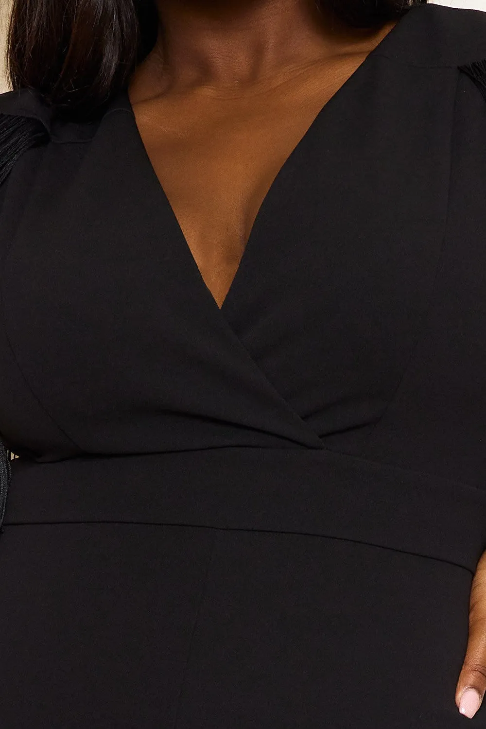 FRINGE SLEEVE PLUS SIZE JUMPSUIT