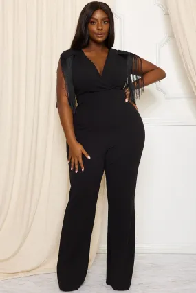 FRINGE SLEEVE PLUS SIZE JUMPSUIT