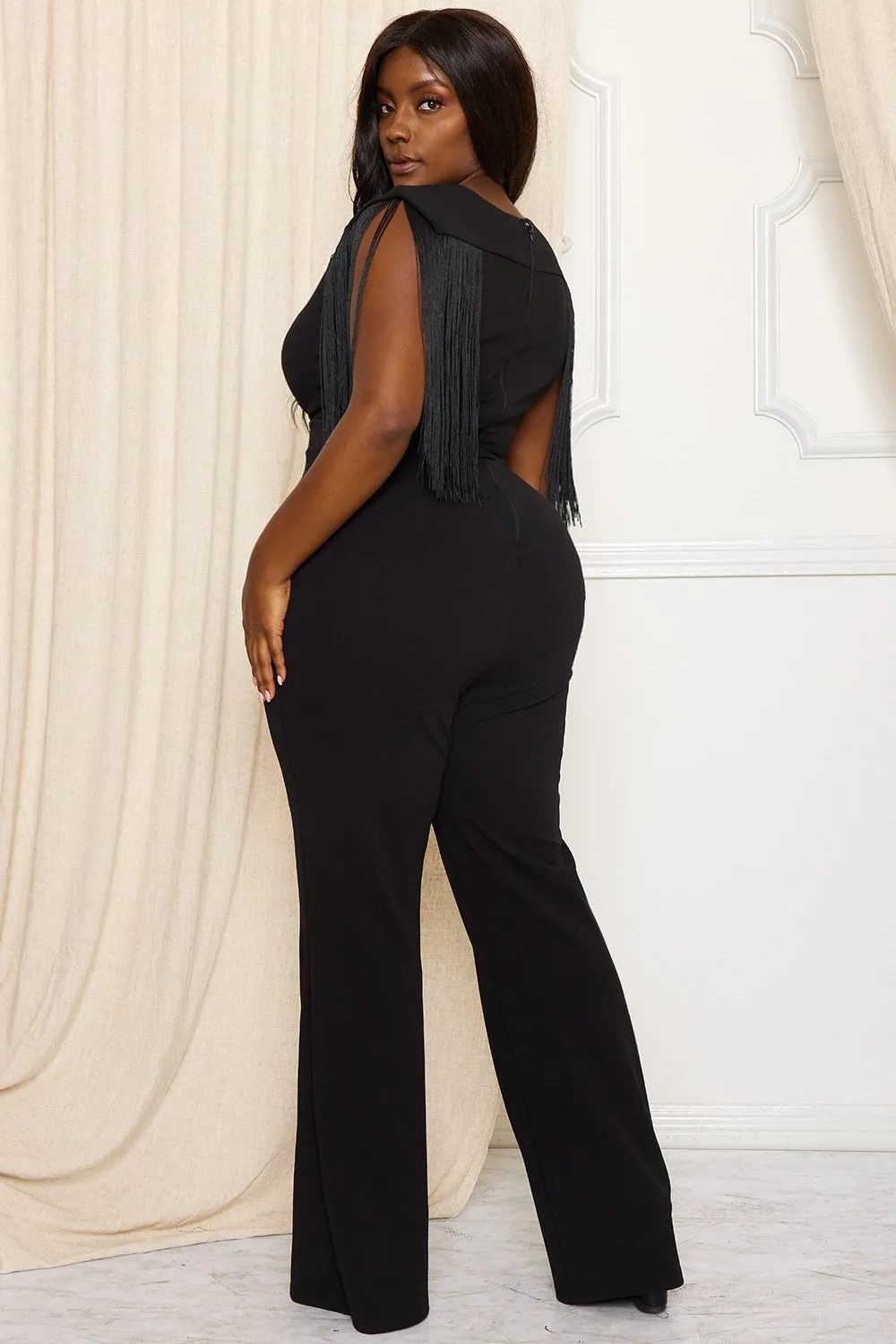 FRINGE SLEEVE PLUS SIZE JUMPSUIT
