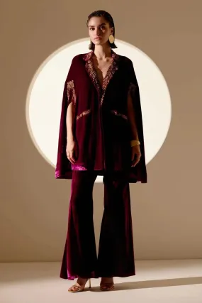 Fuscia Aura Cape And Trousers Set