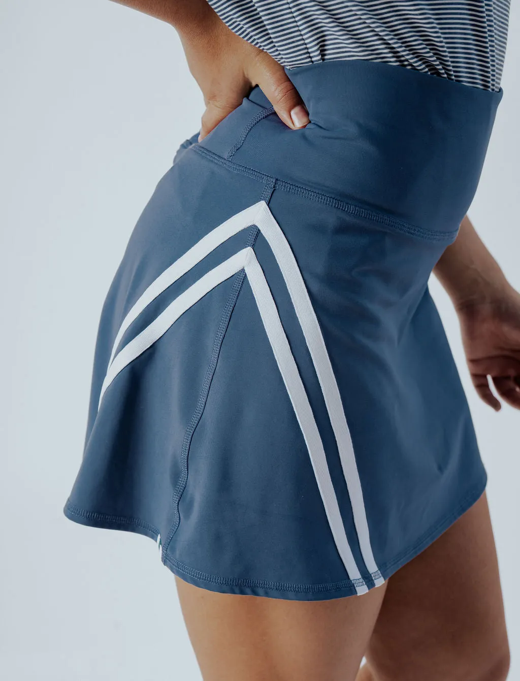 George Skirt - Indigo / White Stripes