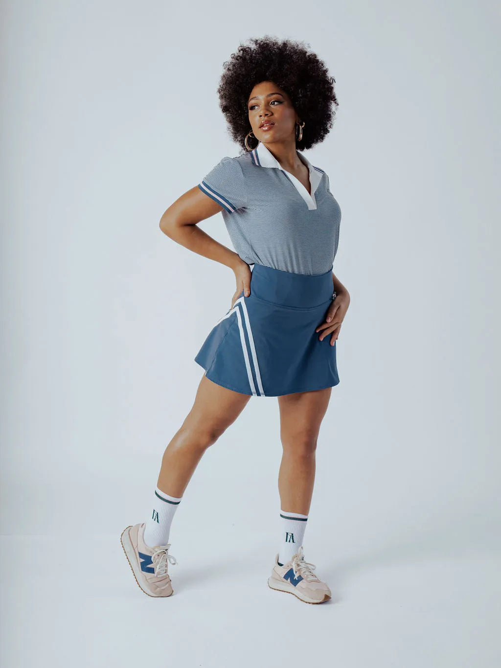 George Skirt - Indigo / White Stripes