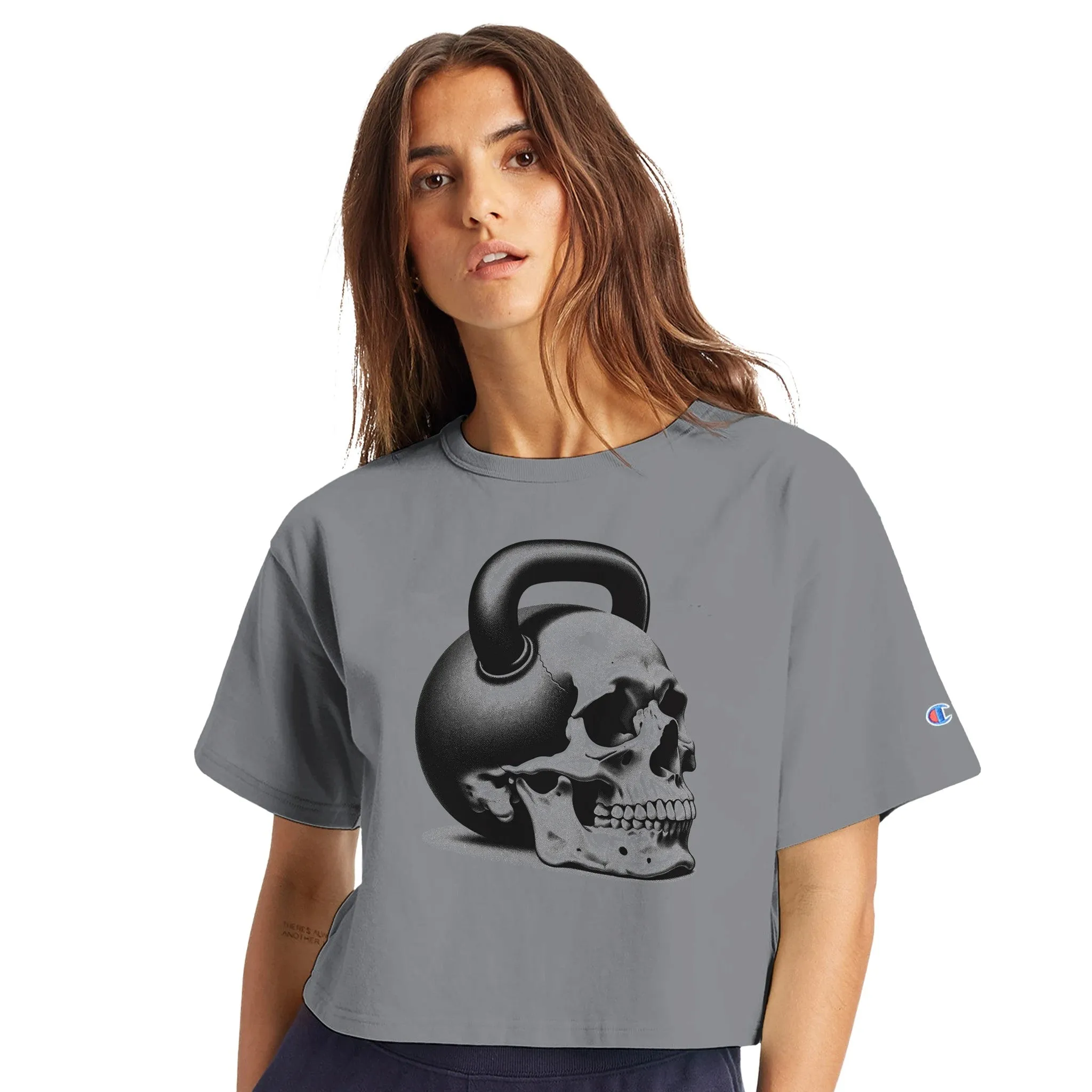 Heavy Skull Women's Cropped Crewneck T-Shirt