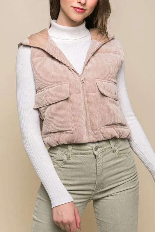 HOODED CORDUROY VEST
