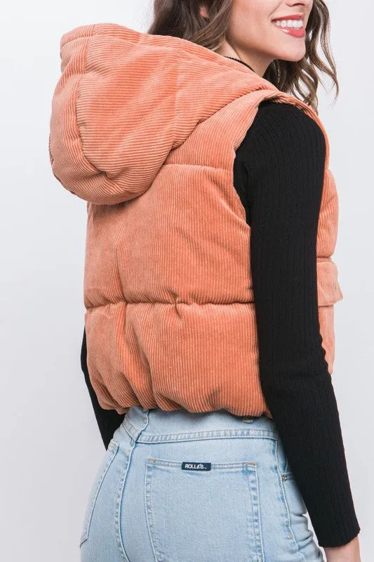 HOODED CORDUROY VEST