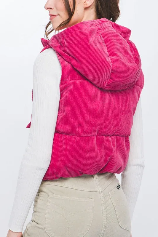HOODED CORDUROY VEST