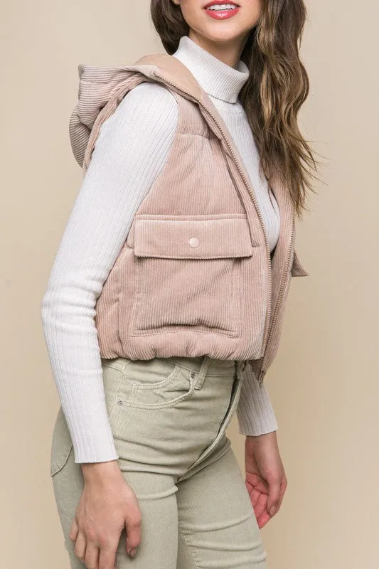 HOODED CORDUROY VEST