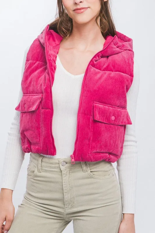 HOODED CORDUROY VEST