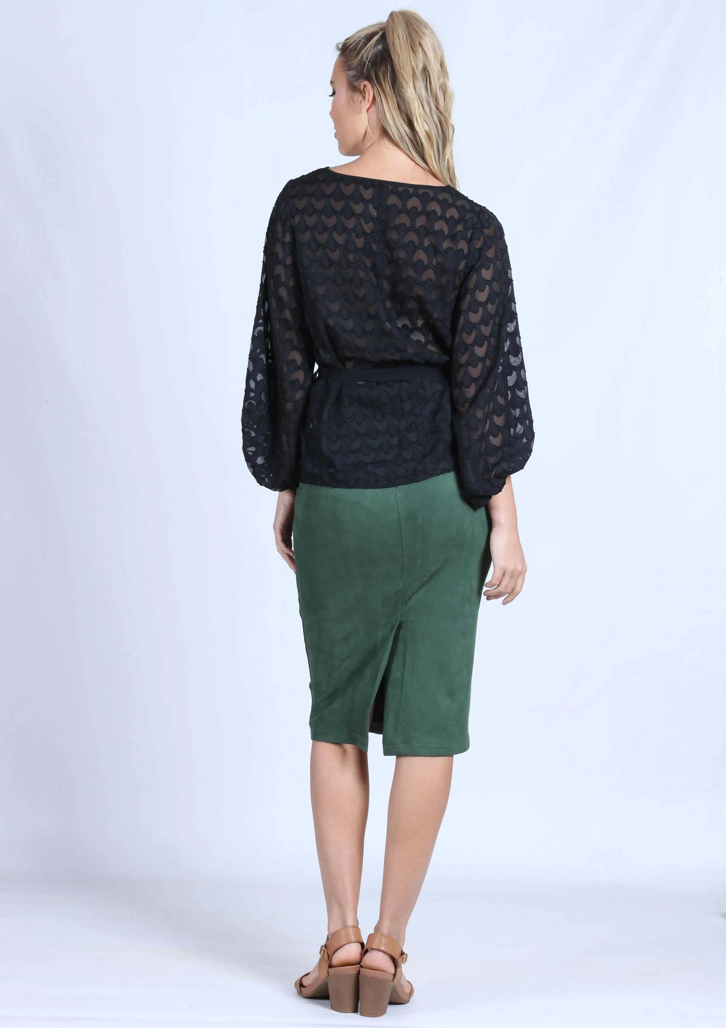 HY180506TB Button Detailed Pencil Skirt (Pack)