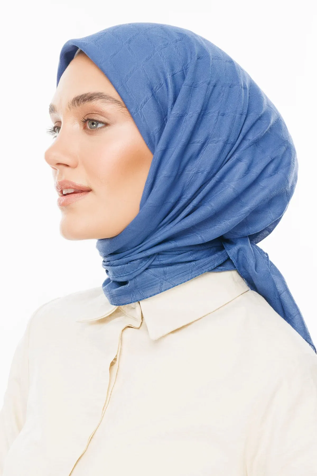 Indigo Bamboo Jacquard Square Scarf