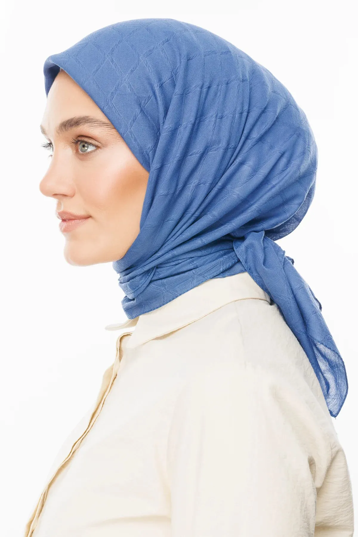 Indigo Bamboo Jacquard Square Scarf