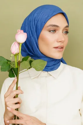 Indigo Bamboo Jacquard Square Scarf