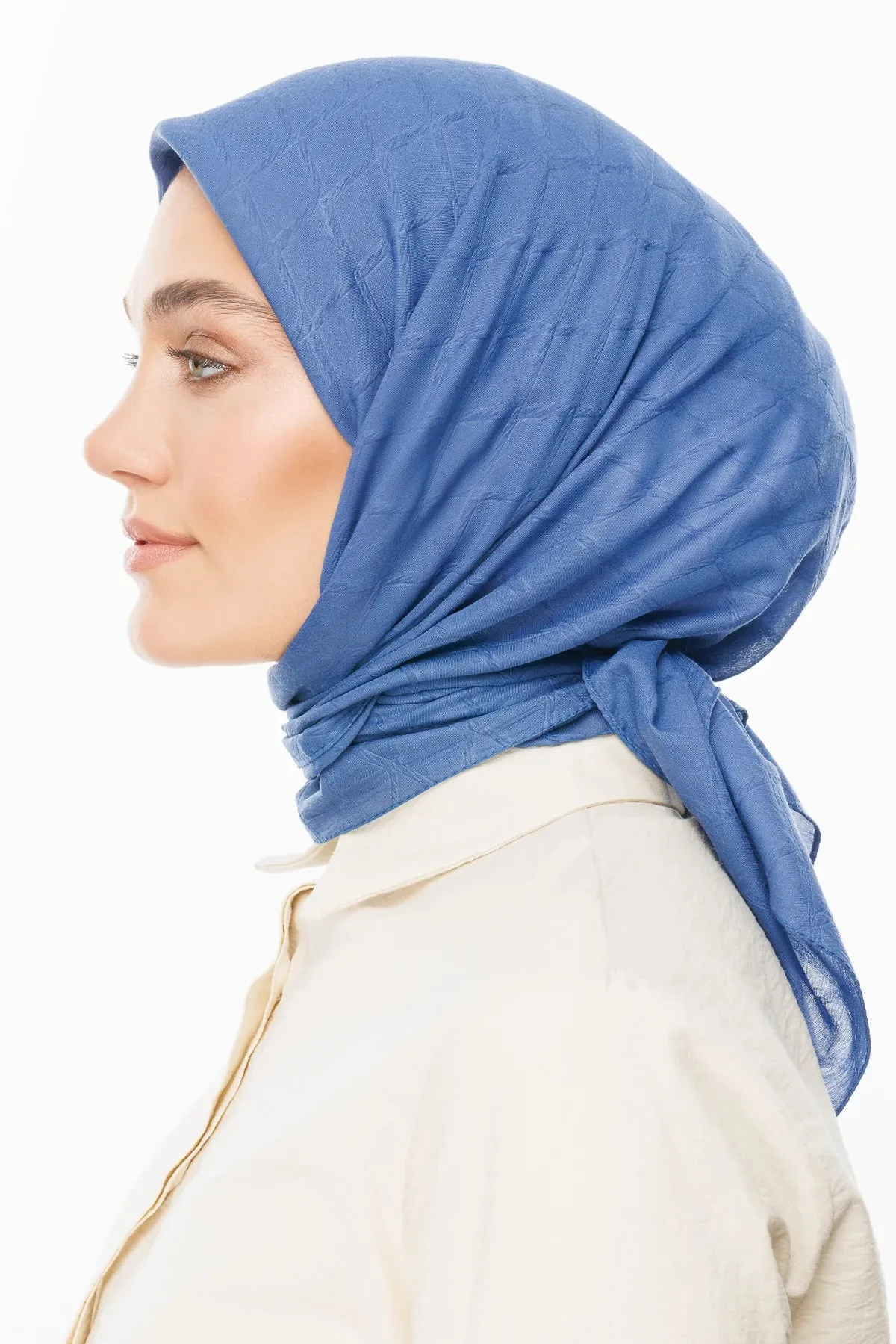 Indigo Bamboo Jacquard Square Scarf