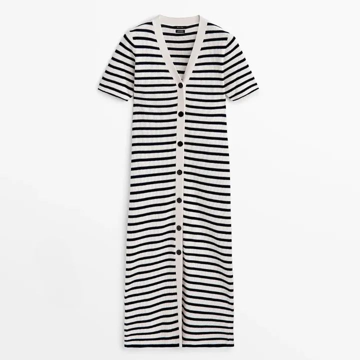 Karina Stripe Button Down Knit Dress