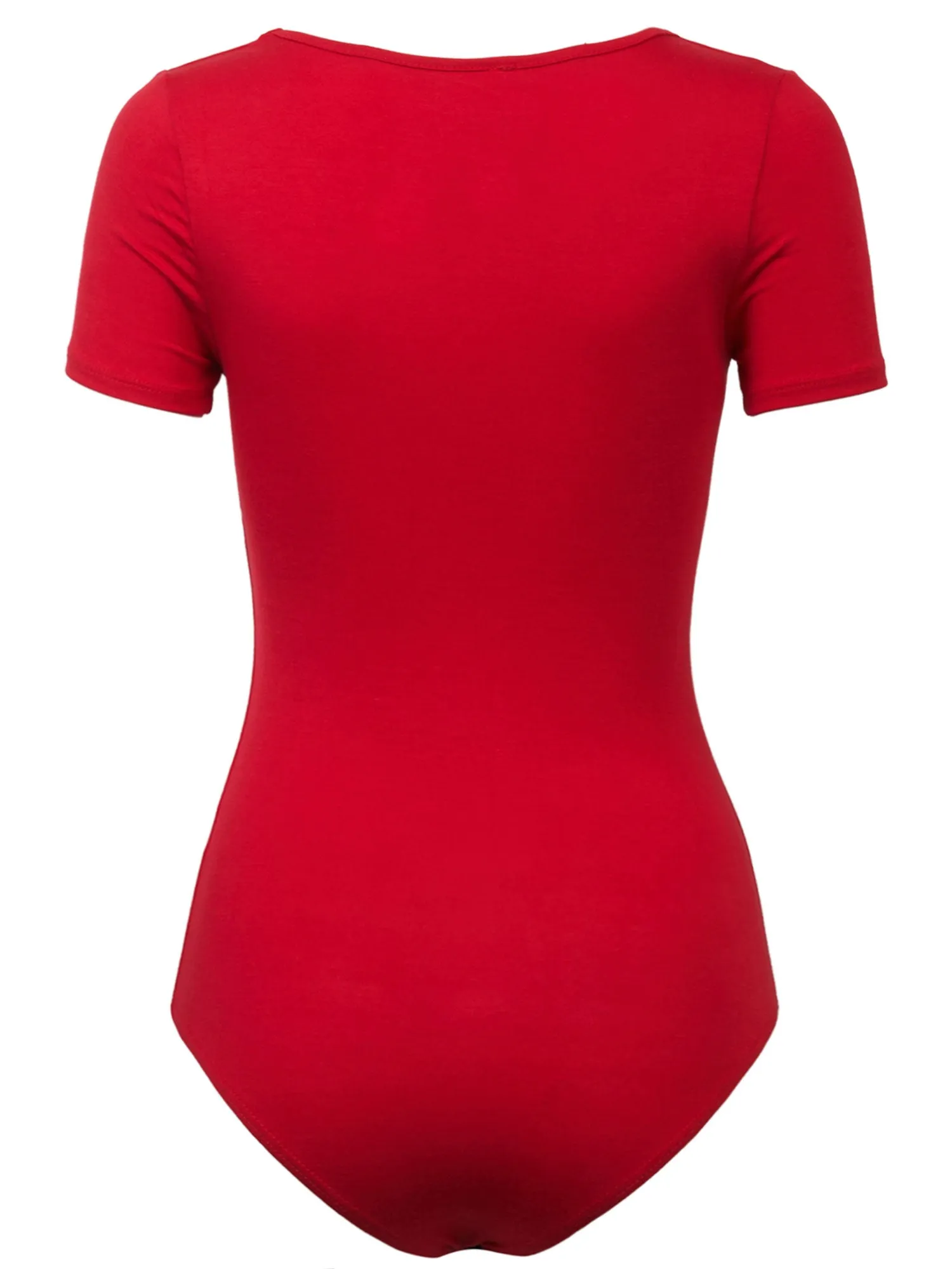 KOGMO Women's Round Neck Short Sleeve Bodysuit Leotard Made in USA