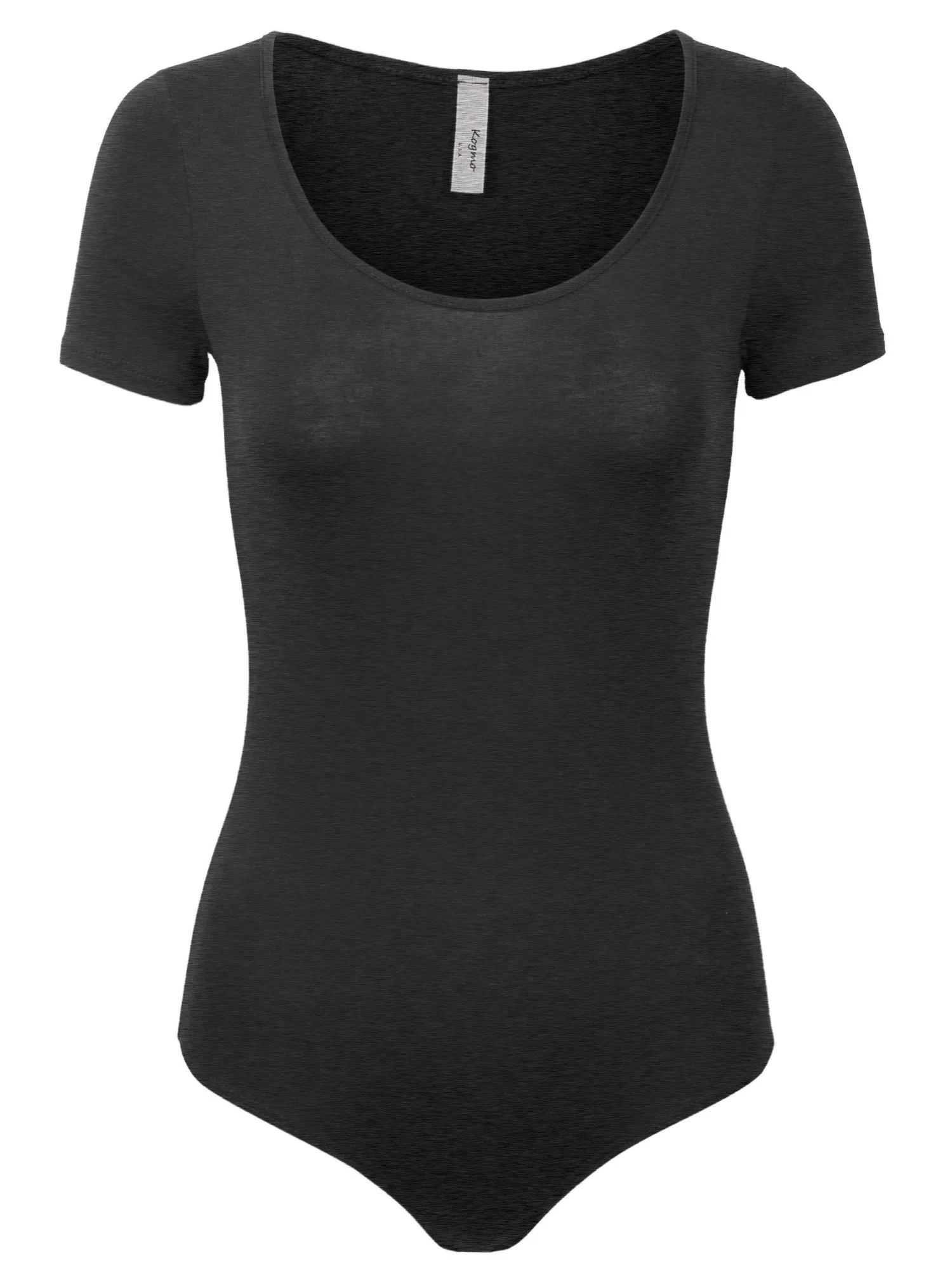 KOGMO Women's Round Neck Short Sleeve Bodysuit Leotard Made in USA