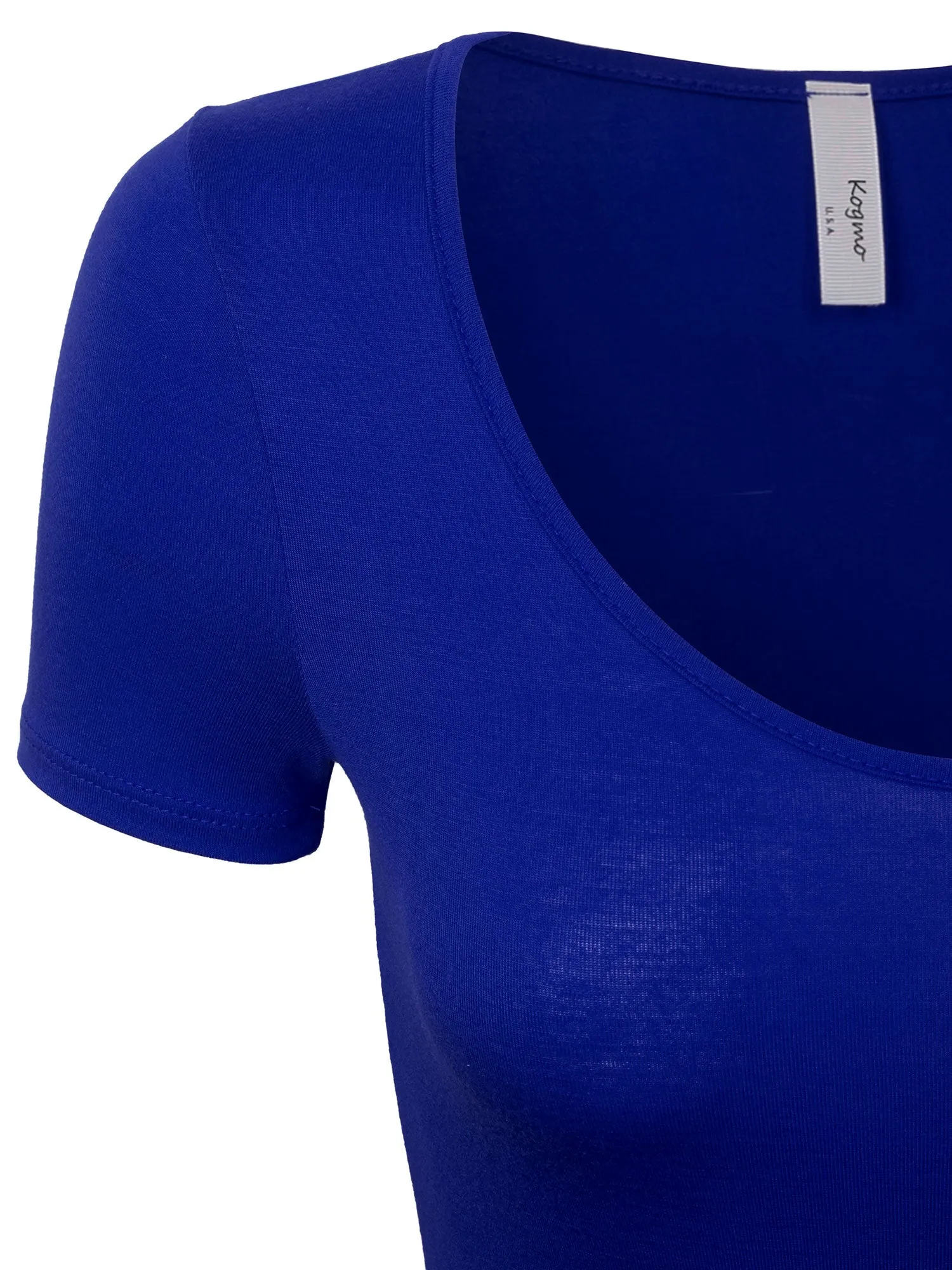 KOGMO Women's Round Neck Short Sleeve Bodysuit Leotard Made in USA