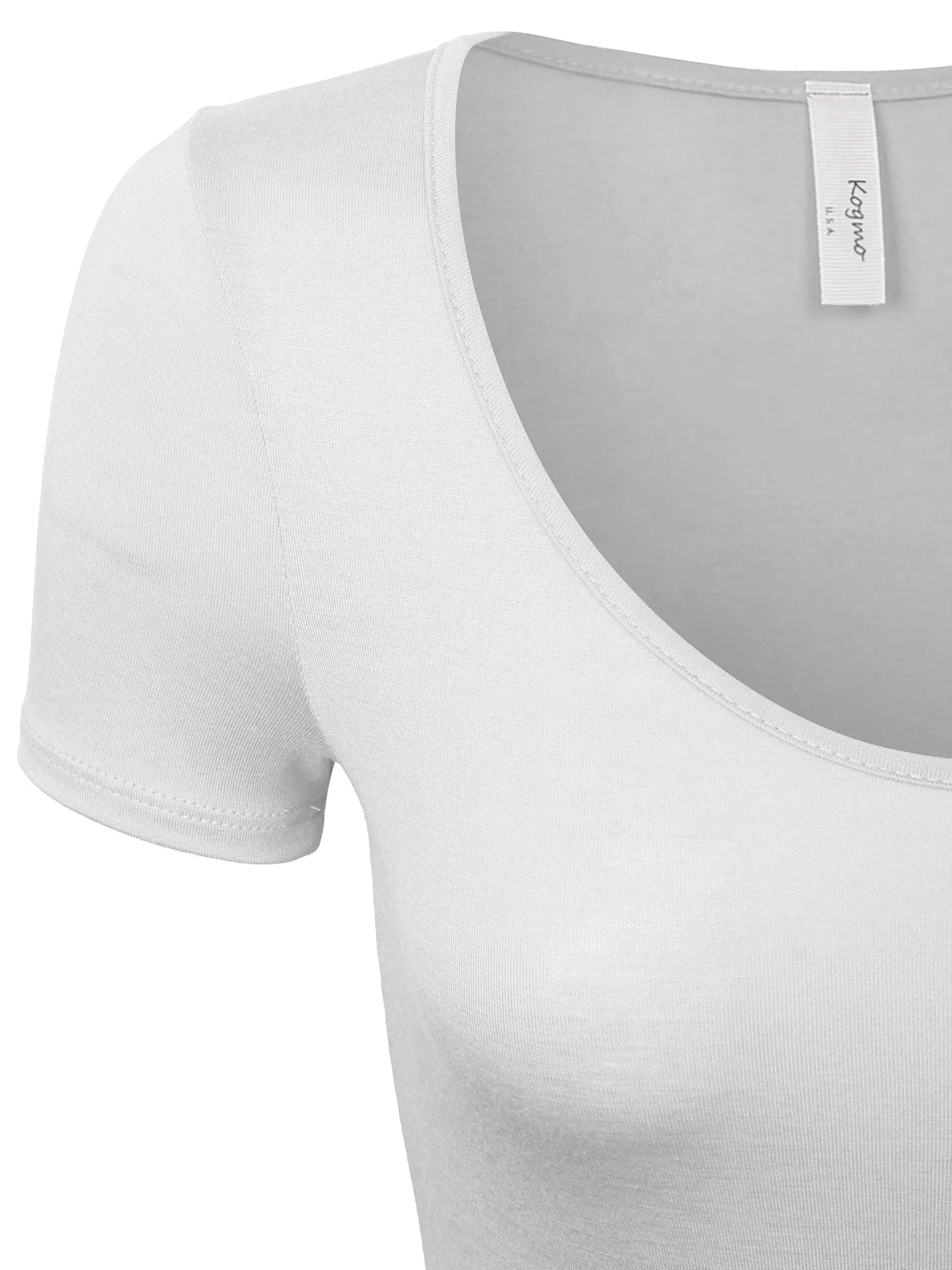 KOGMO Women's Round Neck Short Sleeve Bodysuit Leotard Made in USA