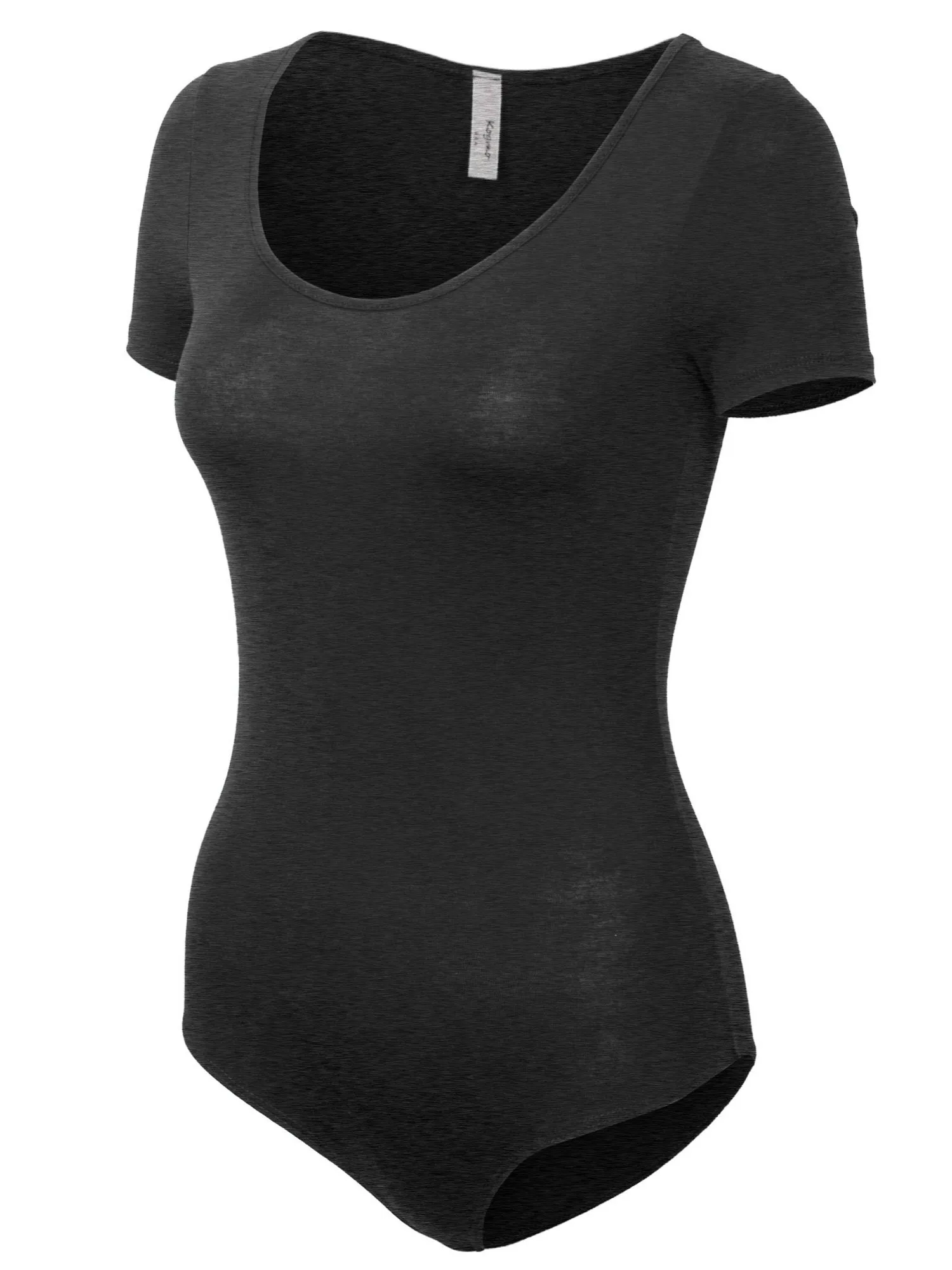 KOGMO Women's Round Neck Short Sleeve Bodysuit Leotard Made in USA