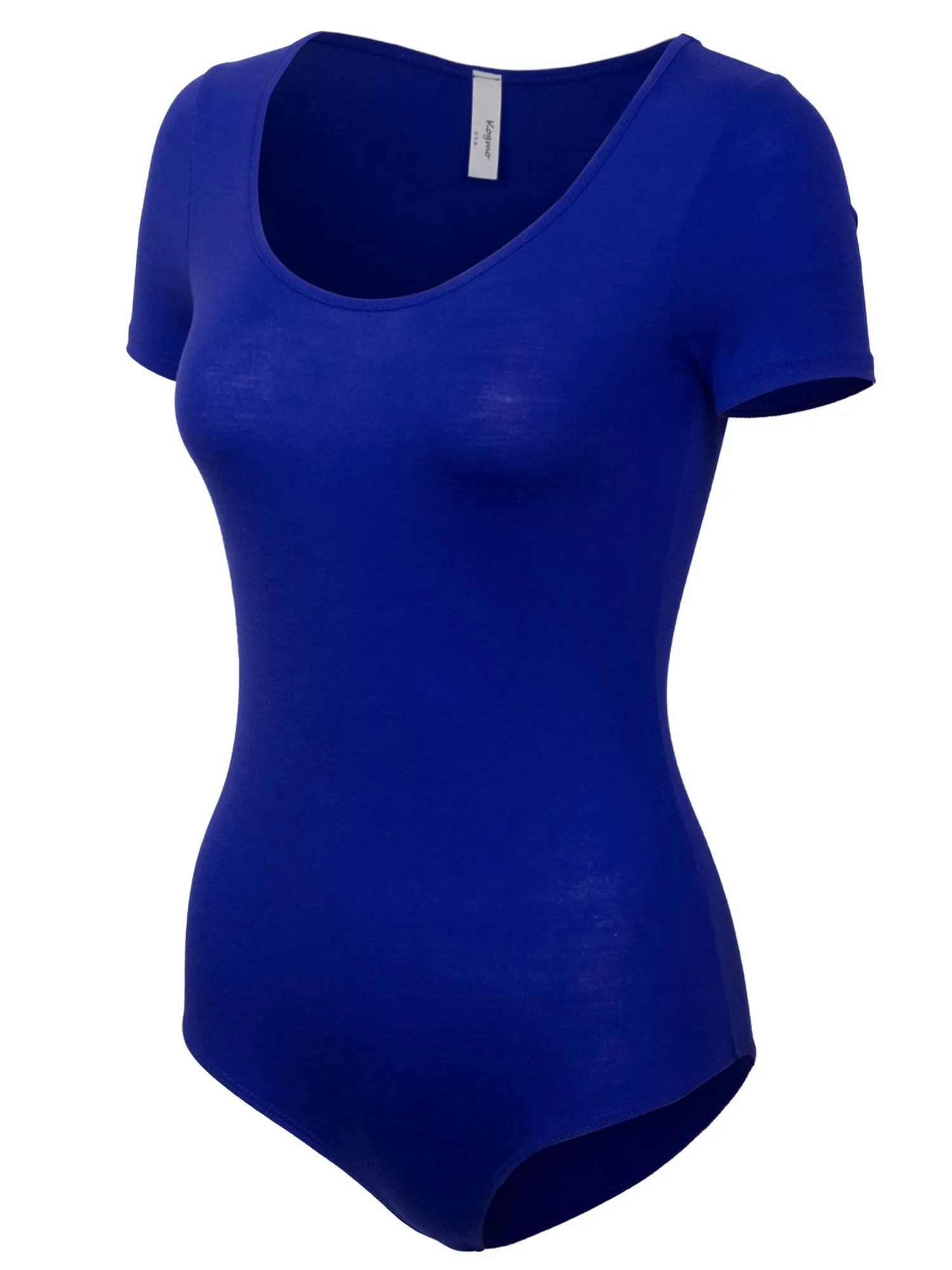 KOGMO Women's Round Neck Short Sleeve Bodysuit Leotard Made in USA