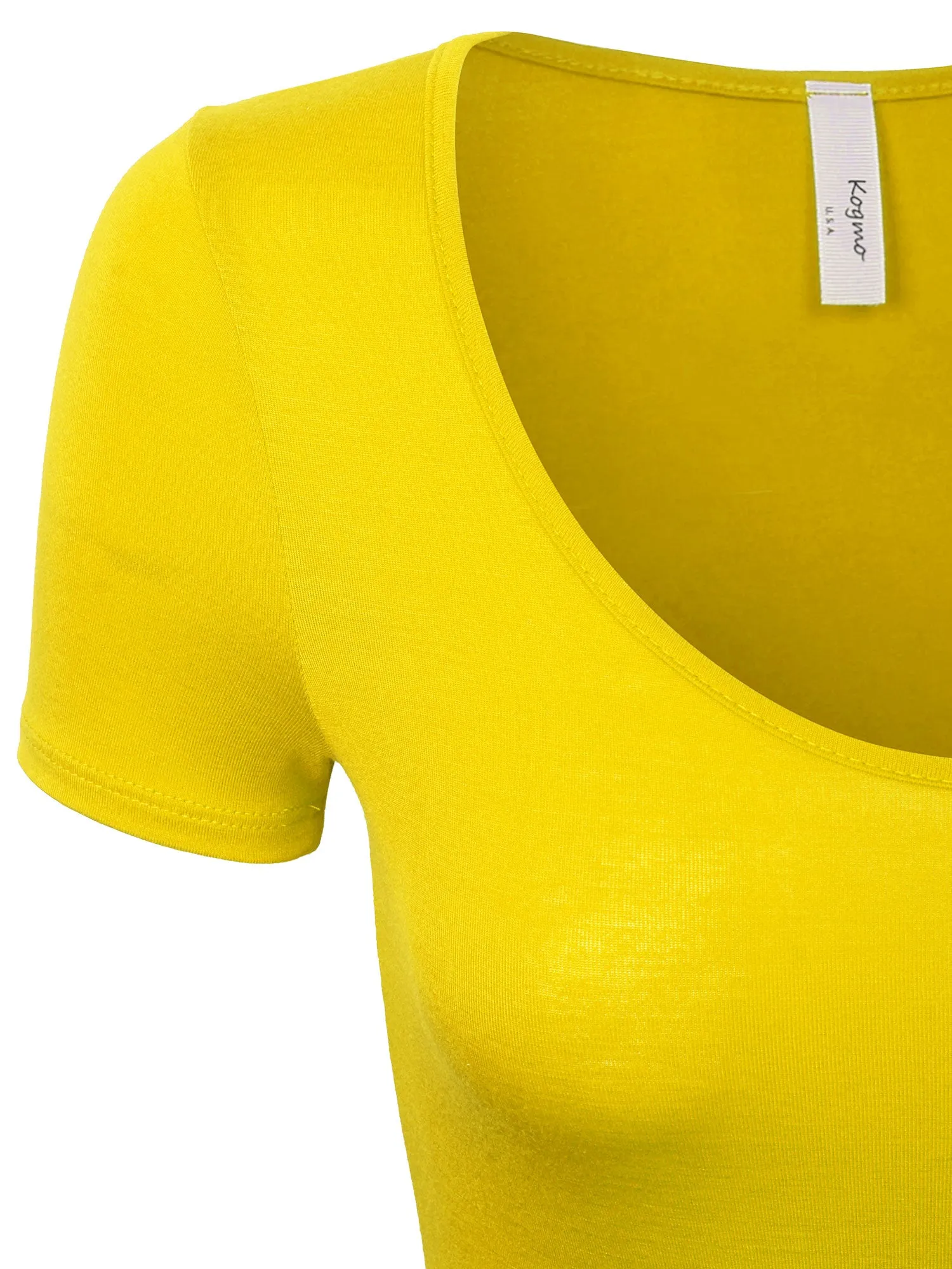 KOGMO Women's Round Neck Short Sleeve Bodysuit Leotard Made in USA