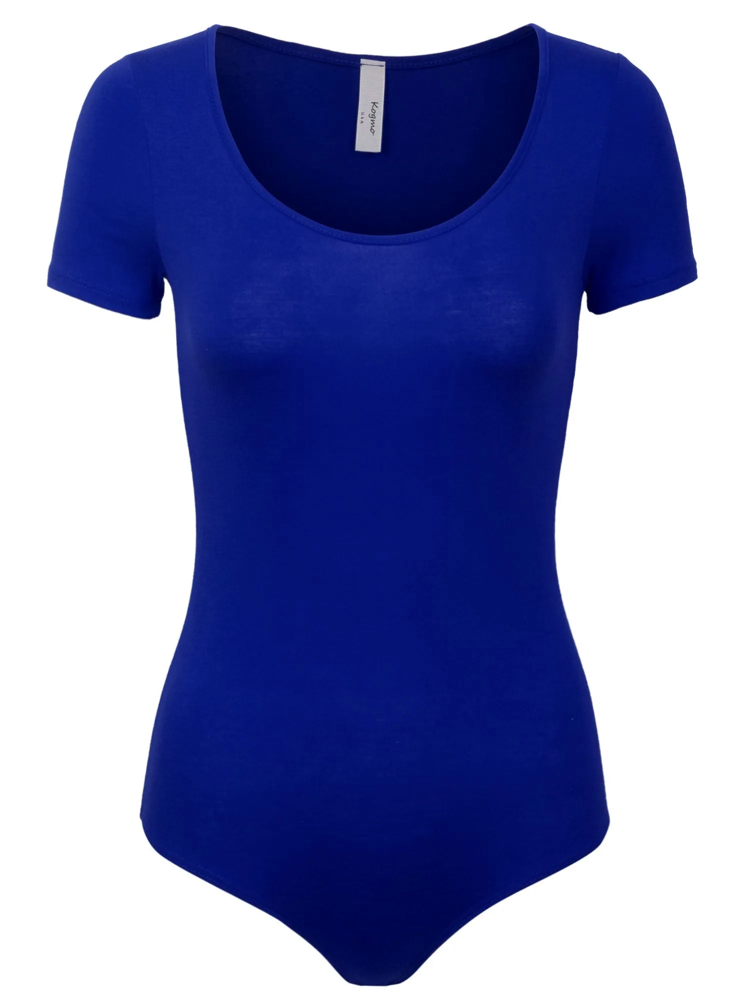 KOGMO Women's Round Neck Short Sleeve Bodysuit Leotard Made in USA