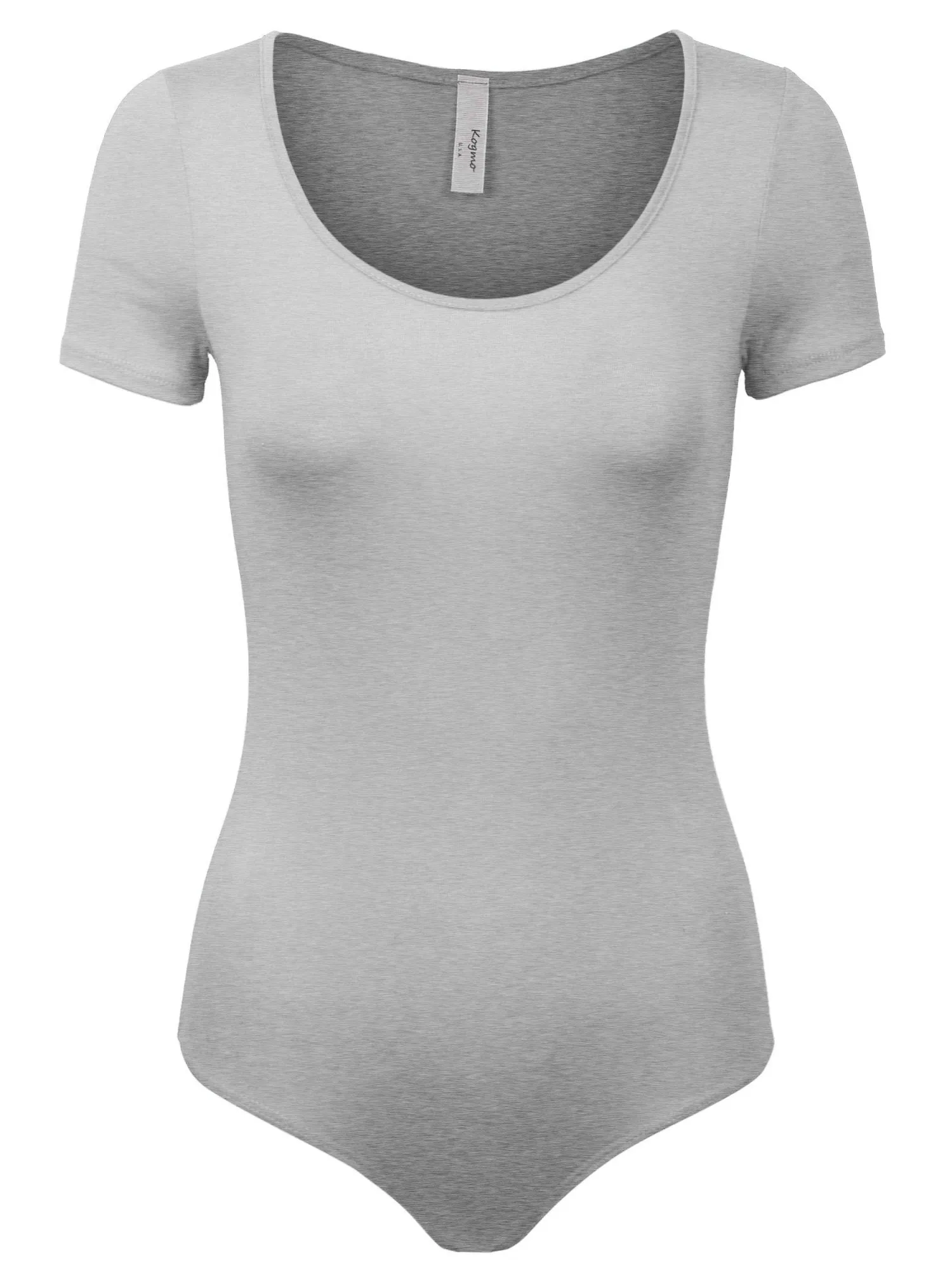 KOGMO Women's Round Neck Short Sleeve Bodysuit Leotard Made in USA