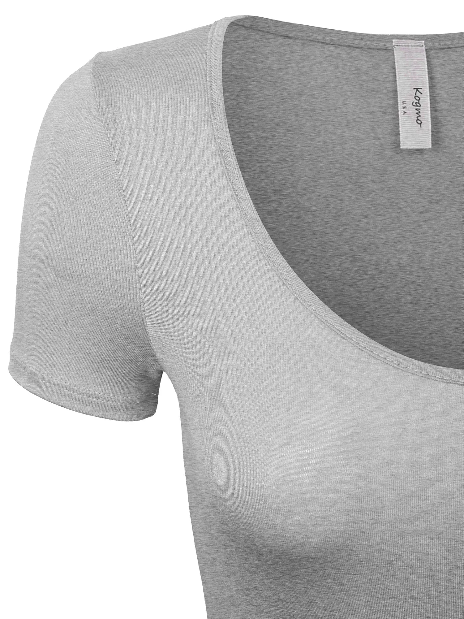 KOGMO Women's Round Neck Short Sleeve Bodysuit Leotard Made in USA