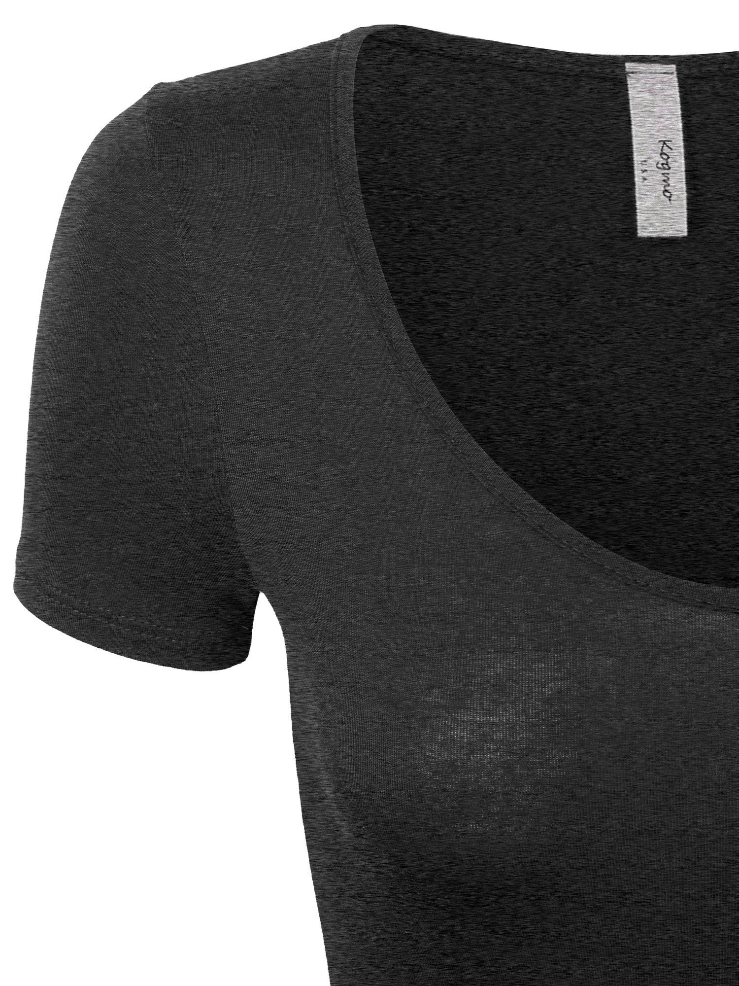 KOGMO Women's Round Neck Short Sleeve Bodysuit Leotard Made in USA