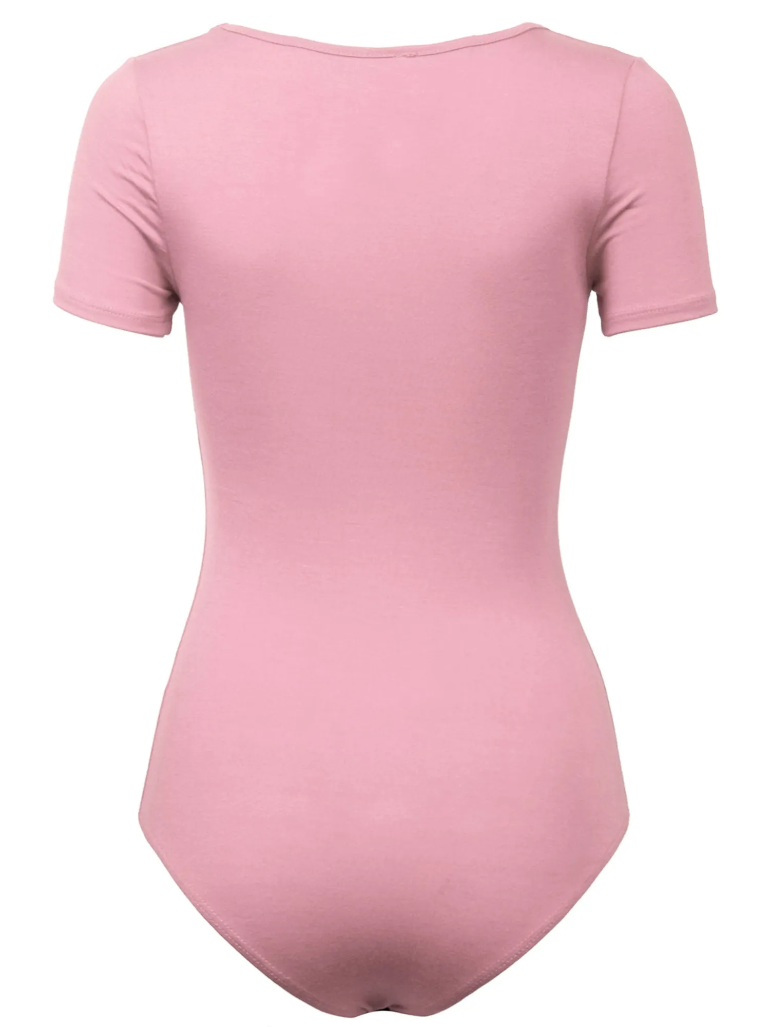 KOGMO Women's Round Neck Short Sleeve Bodysuit Leotard Made in USA