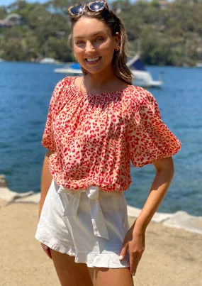 LA0324-6SS Leopard Off Shoulder Top (Pack)