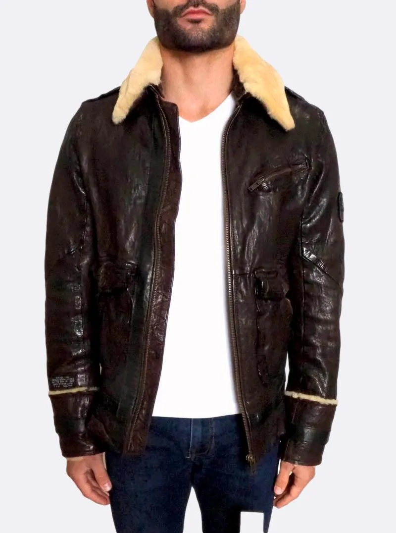 ´Letric' Fur Collar Leather Jacket Medium