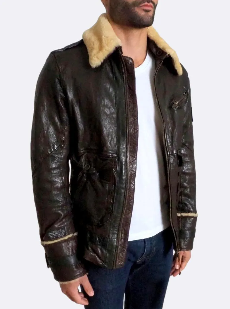 ´Letric' Fur Collar Leather Jacket Medium