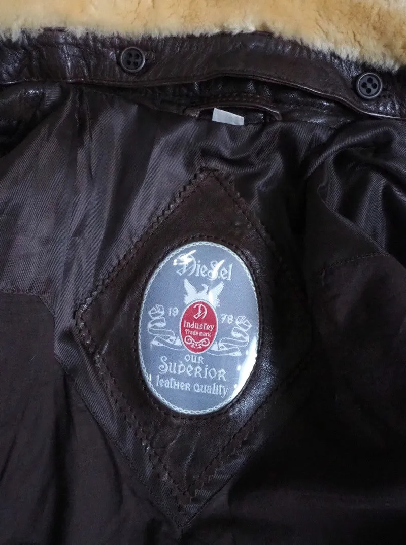 ´Letric' Fur Collar Leather Jacket Medium