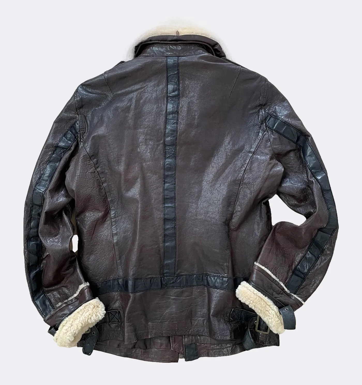 ´Letric' Fur Collar Leather Jacket Medium