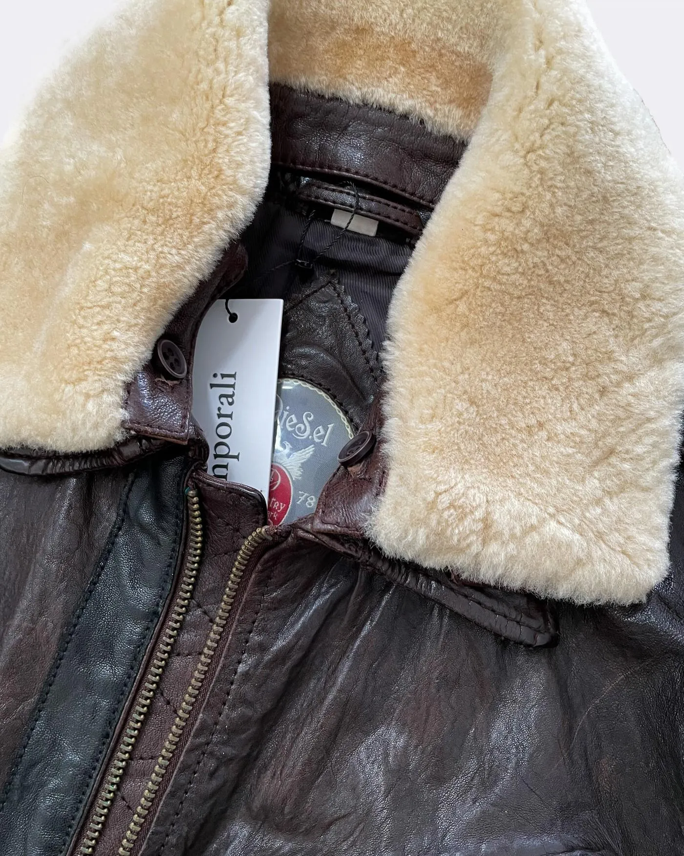 ´Letric' Fur Collar Leather Jacket Medium