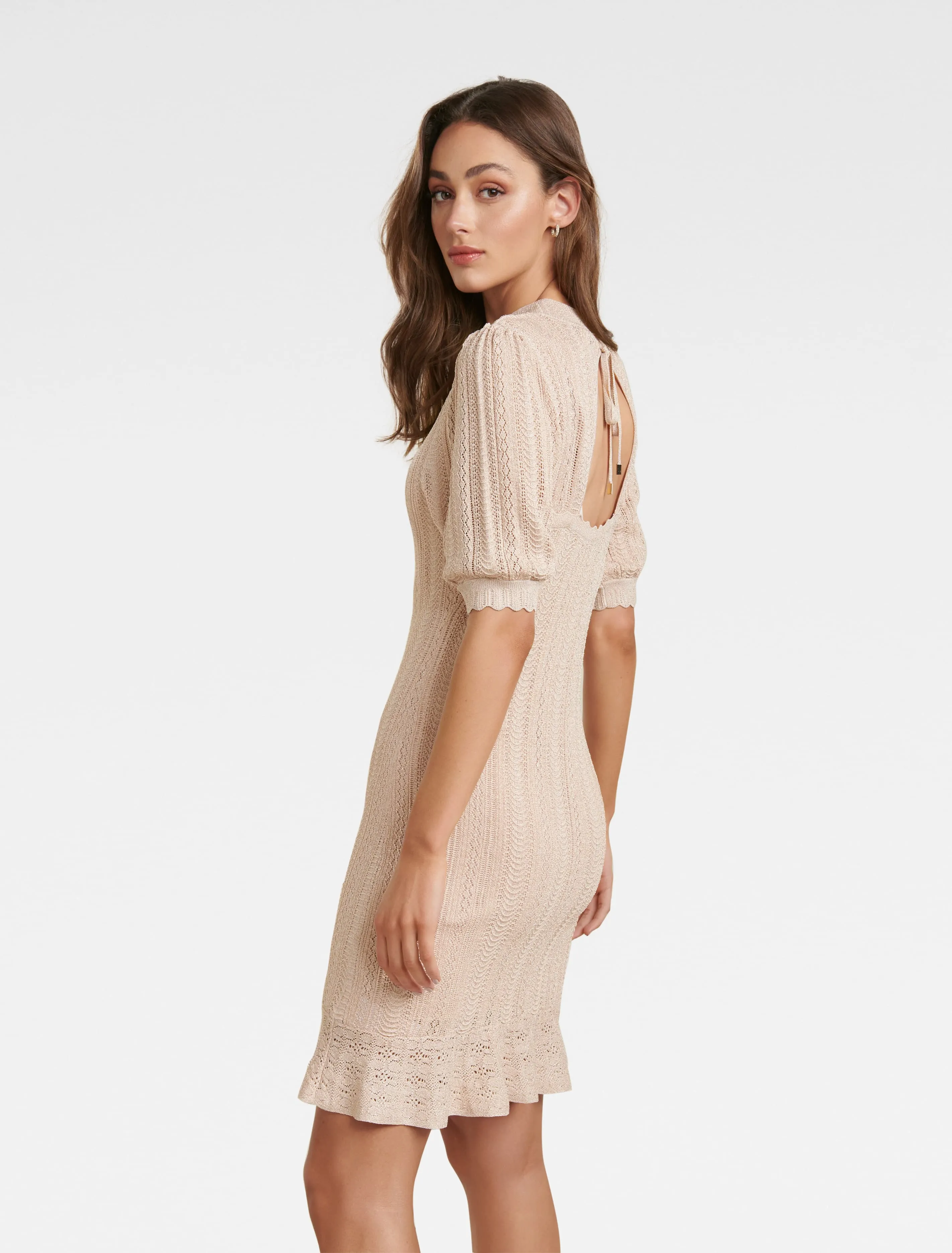 Lola Metallic Puff Sleeve Knit Dress