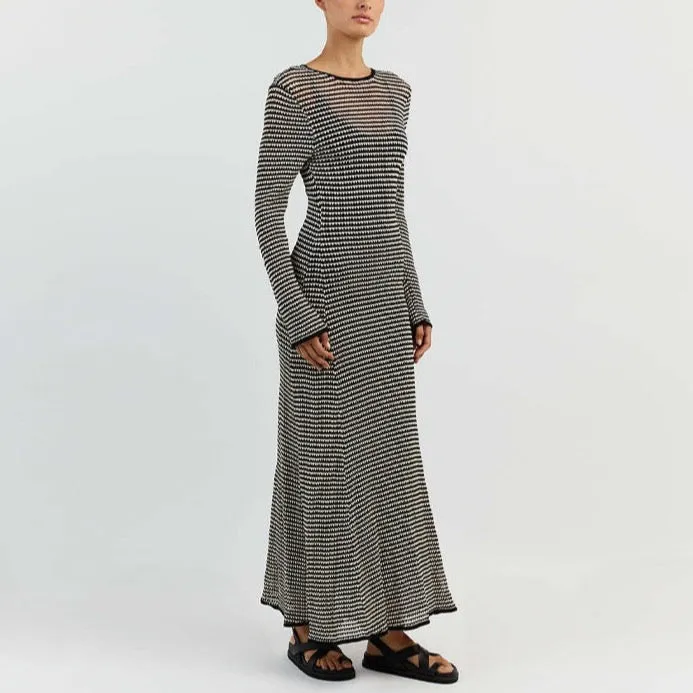 Lua Zigzag Pattern Crochet Open Back Maxi Dress - 2 Colors