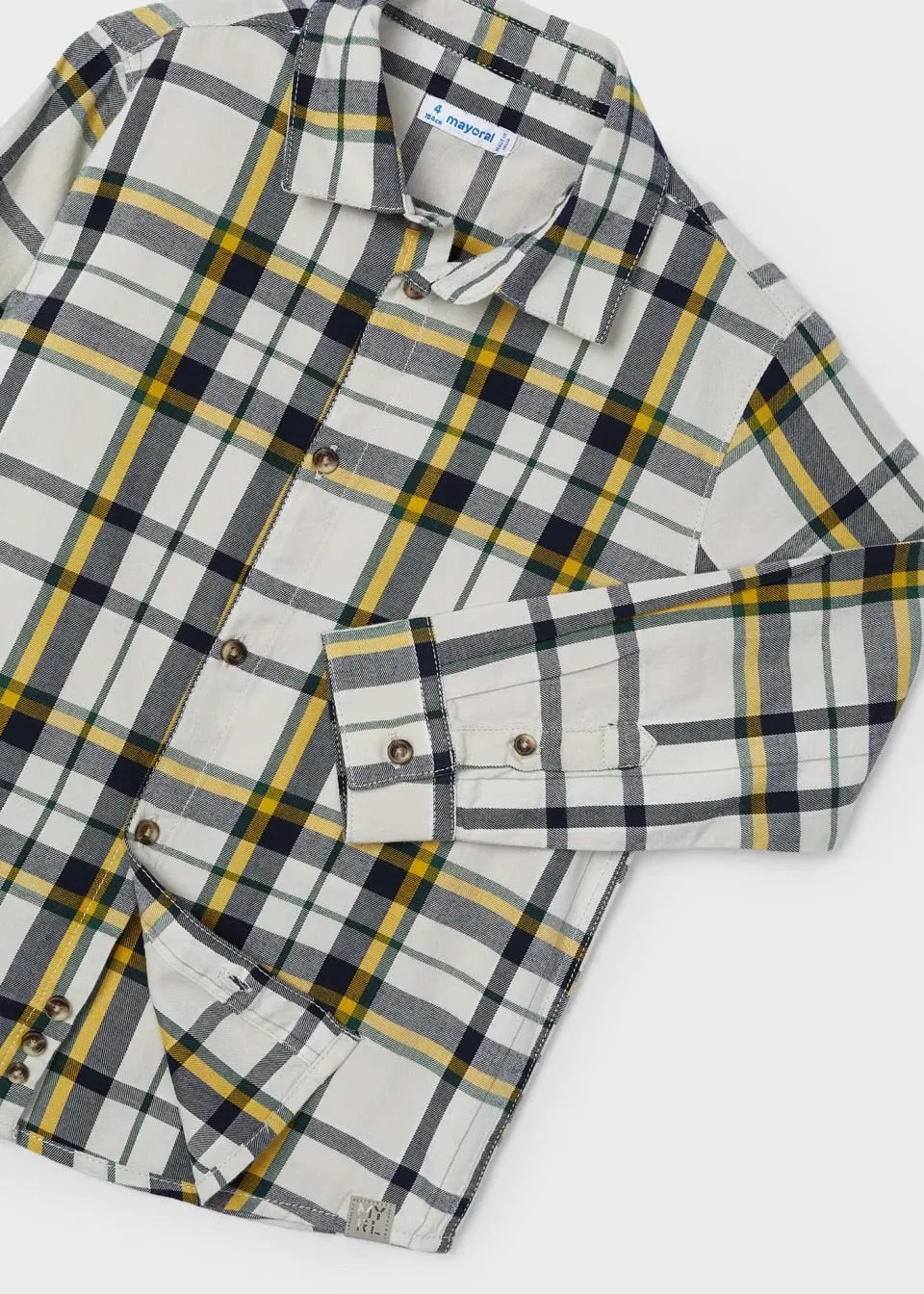 Mayoral Boys Checked Shirt 4115 Natural Yellow