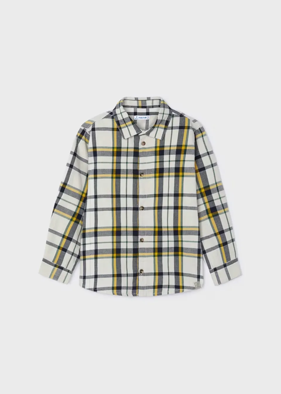 Mayoral Boys Checked Shirt 4115 Natural Yellow
