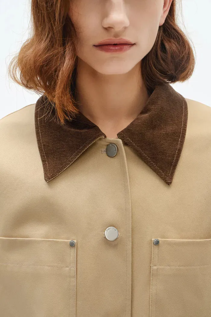 Morston Contrast Cropped Jacket in 100% Cotton Twill