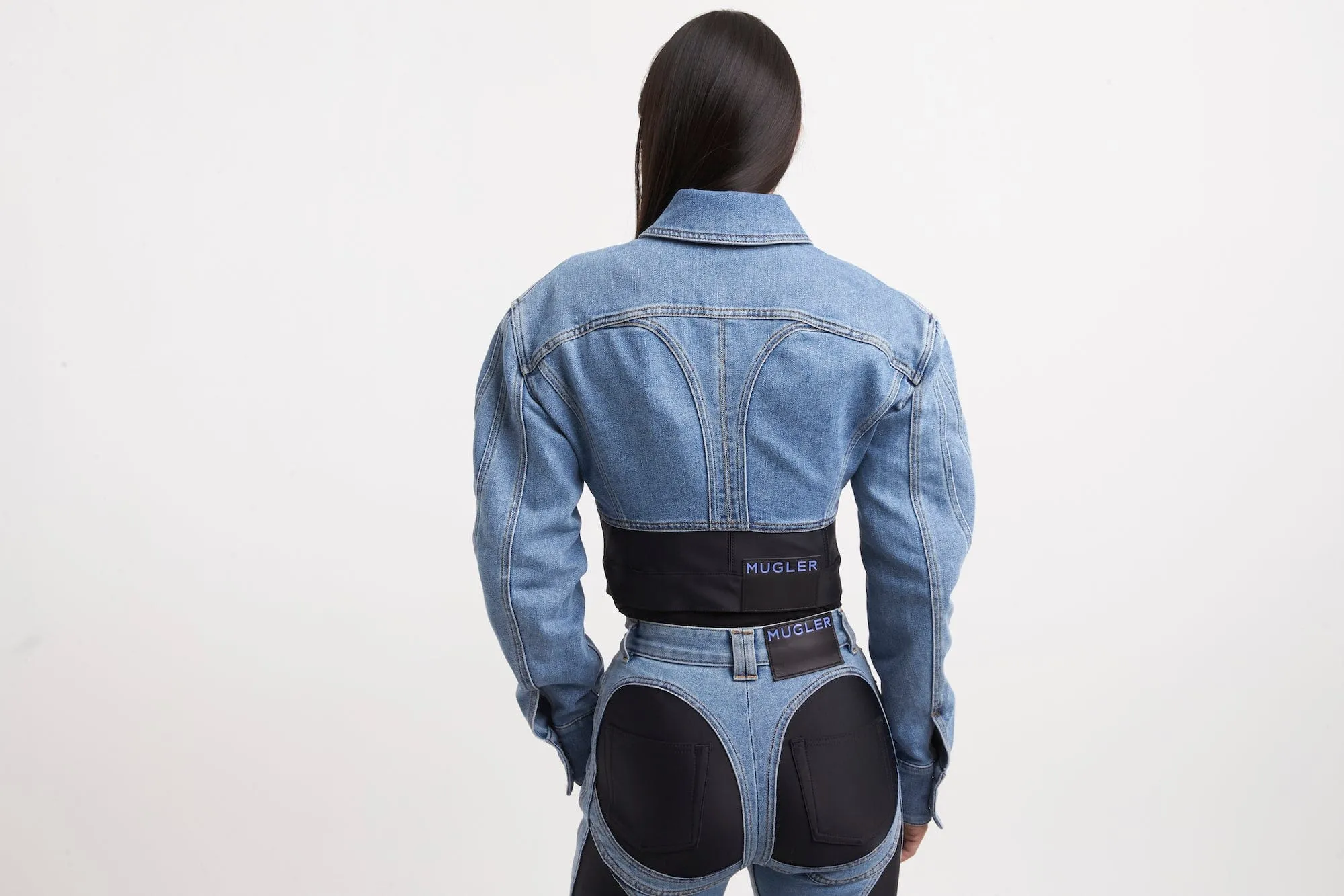 Mugler Denim Jersey Jacket