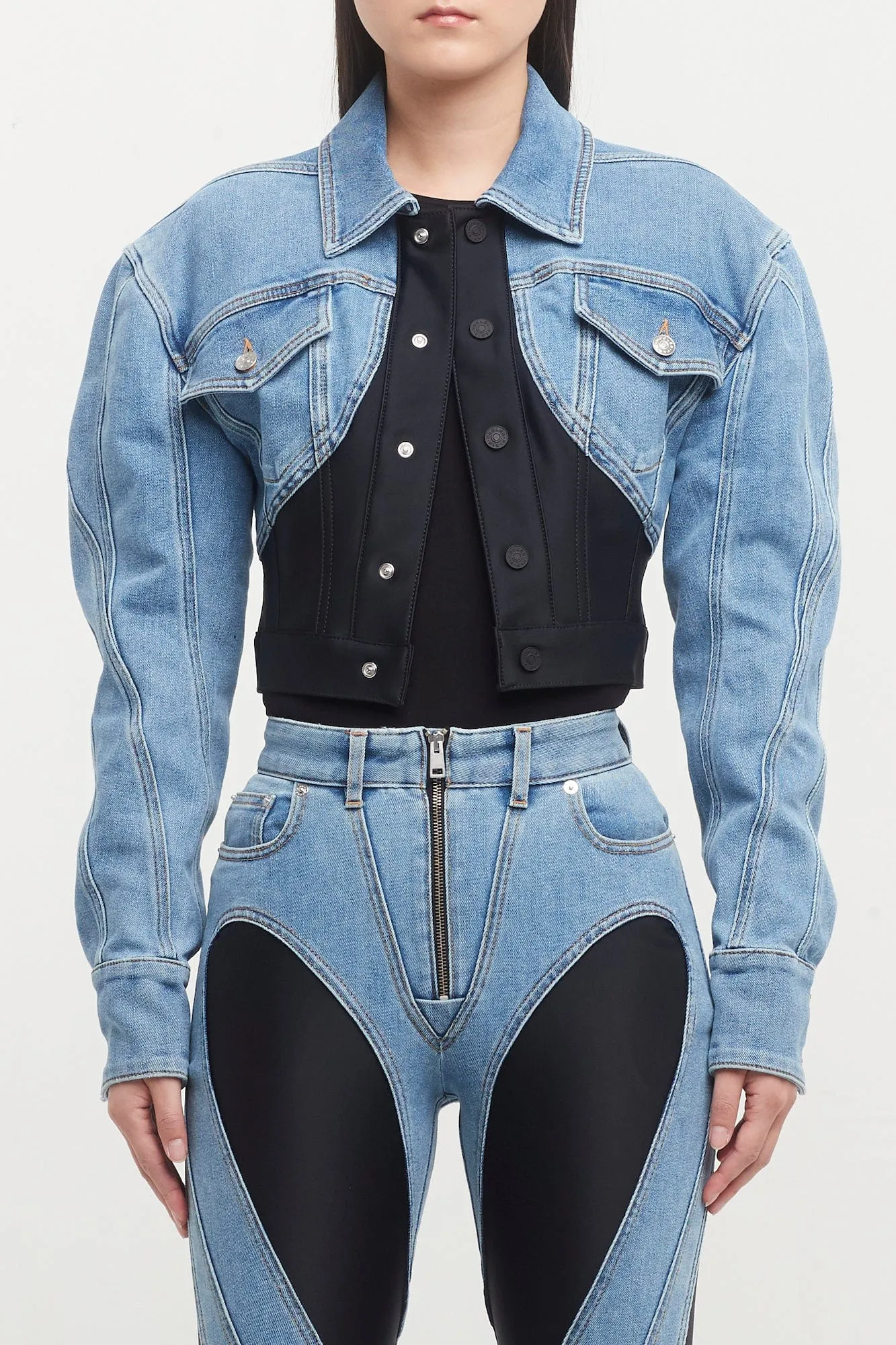 Mugler Denim Jersey Jacket