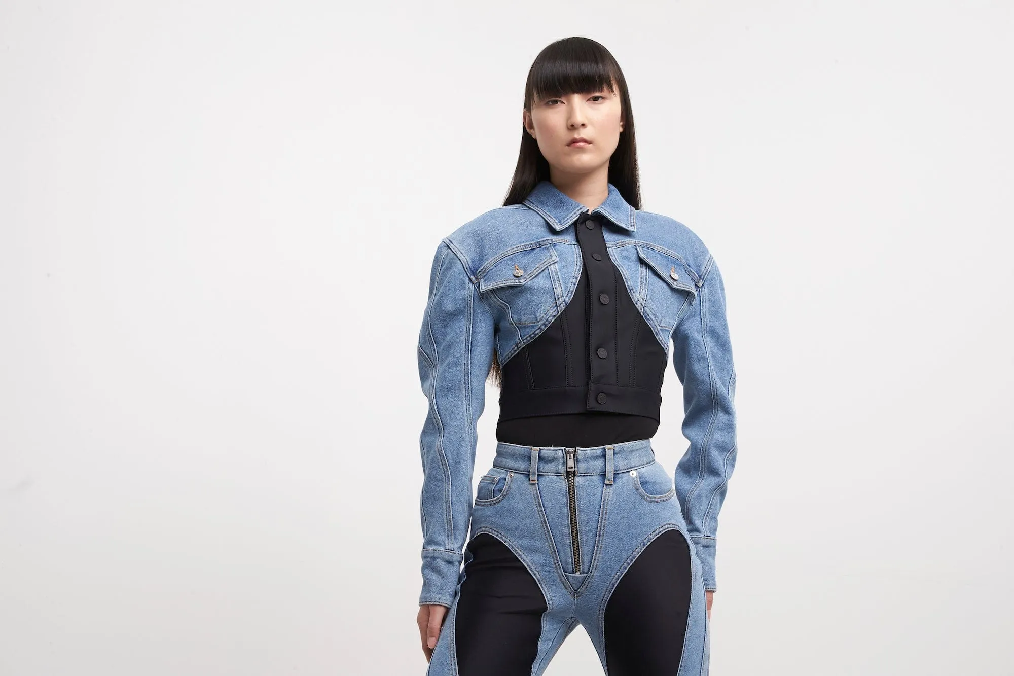 Mugler Denim Jersey Jacket