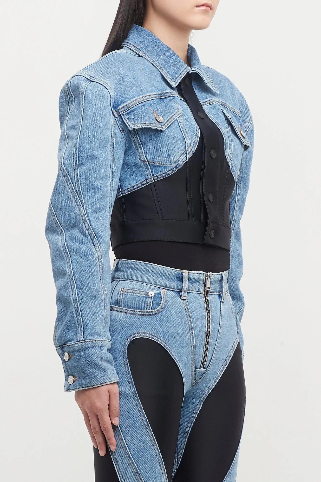 Mugler Denim Jersey Jacket