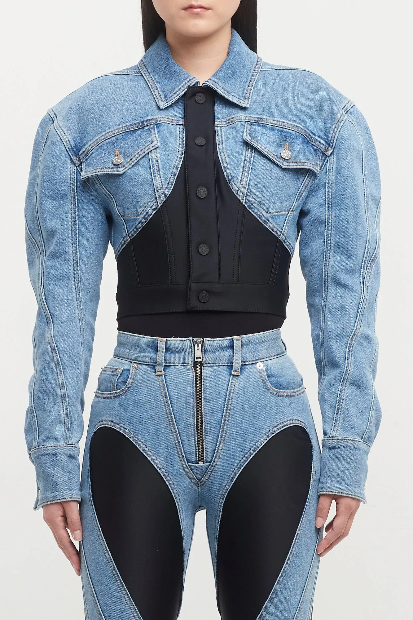 Mugler Denim Jersey Jacket