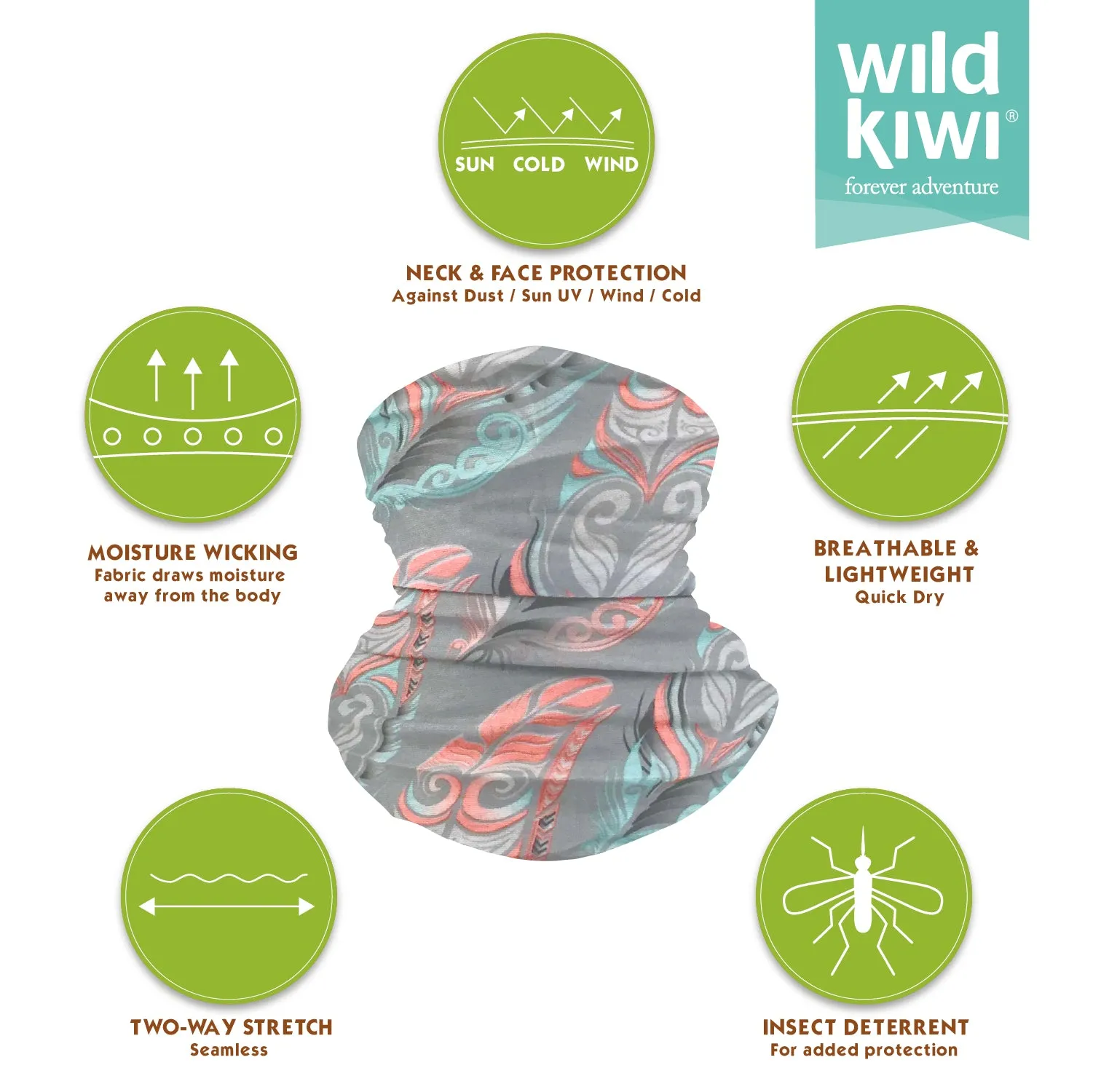 Multi Scarf | Face Mask | Bandana | Headband - Feather